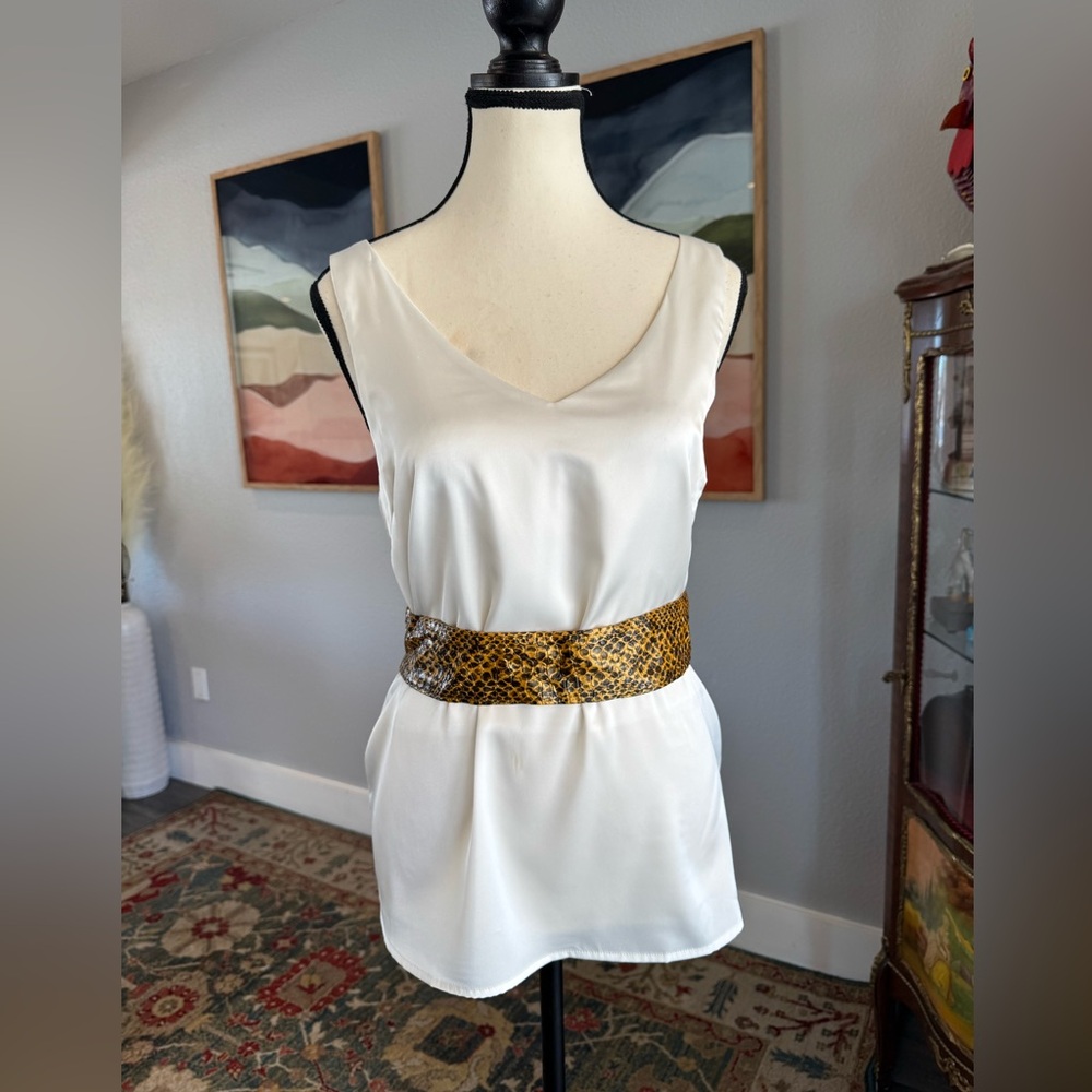 Vintage Gold and Black Snakeskin Wide Belt - Picture 5 of 7